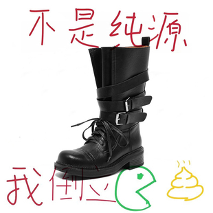 新款 復(fù)古英倫風(fēng)馬丁靴女2025夏季 粗跟皮帶扣短靴機(jī)車(chē)靴百搭單靴潮