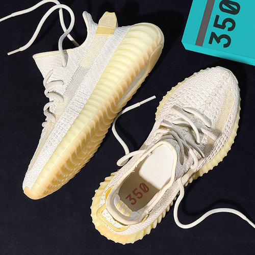 莆田正品广椰子鞋350白黄小雏菊男女鞋夏季OG YEEZY运动休闲鞋子