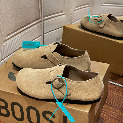 桑坡牛皮勃肯鞋女2025新款秋冬季一脚蹬真皮厚底全包软底博肯鞋男