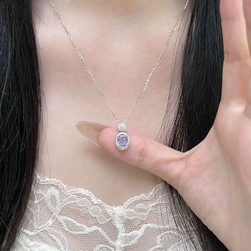 S925银紫色项链女款2026新款轻奢小众精致高级感纯银颈饰生日礼物