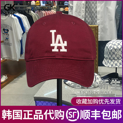 MLB酒红色大标软顶帽子