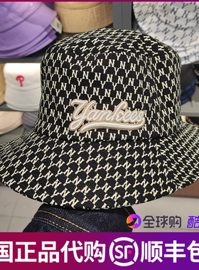 韩国MLB专柜正品复古老花系列渔夫帽盆帽印花遮阳帽运动休闲CPH1