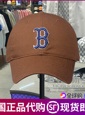 韩国正品MLB帽子波士顿红袜队深棕色B标大标软顶男女棒球帽3ACP66