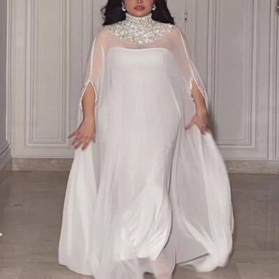 Evening gown two-piece set气质性感披风雪纺宴会晚礼服两件套