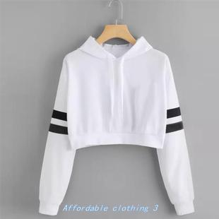 Women Casual Sweatshirt Autumn Long Sleeve Crop Hoodie Lady