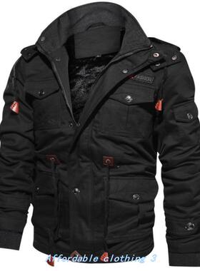 Men's jacket multi-pocket jacket thick large size coat cotto
