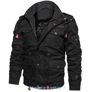 Men's jacket multi-pocket jacket thick large size coat cotto