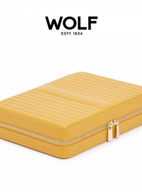 英国WOLF MARIA大号拉链式真皮旅行首饰盒戒指耳环珠宝项链收纳盒