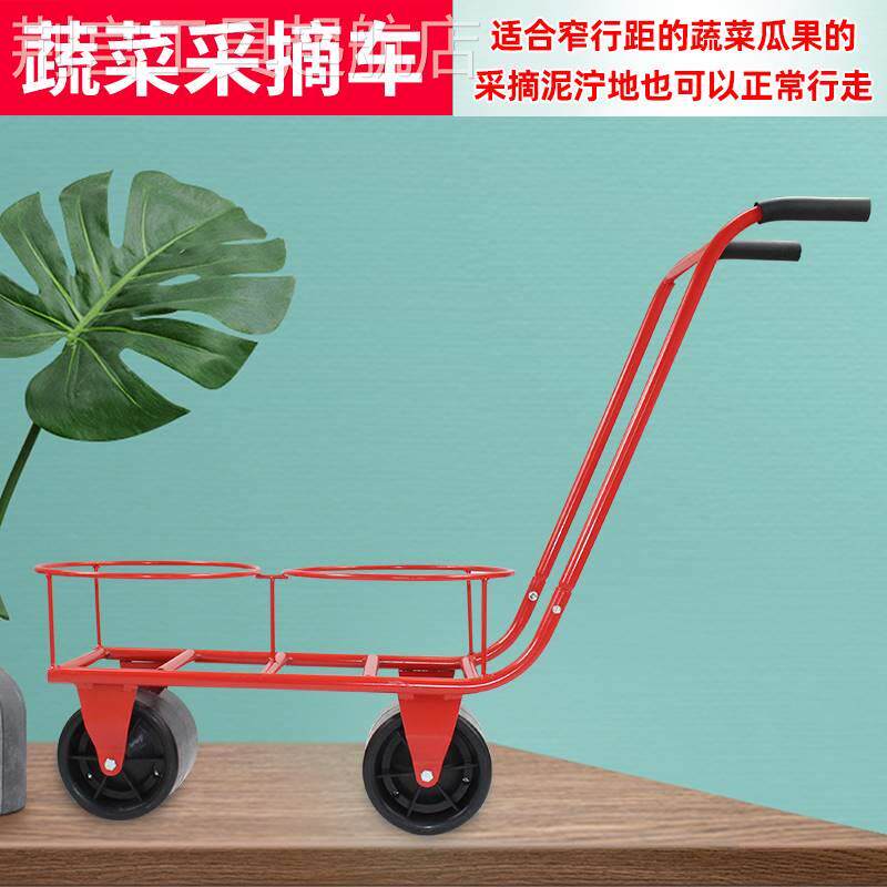 定制双桶大蔬菜瓜果移动采车黄瓜西红柿运输手推懒汉人车采棚摘工