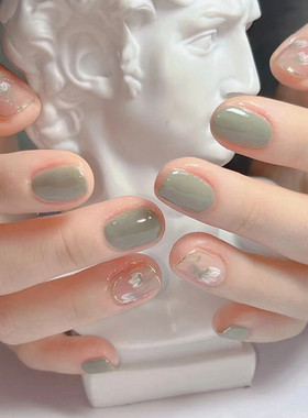 清冷风小花穿戴甲清新跳色指甲贴片美甲片假指甲美甲贴片成品甲片