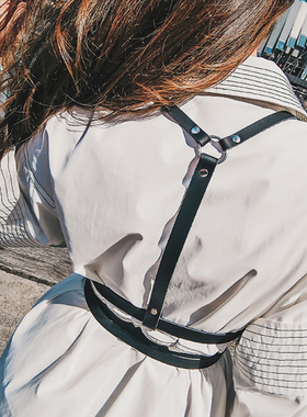 时尚双排捆绑式腰封女装饰个性显瘦衬衫裙子凹造型一体式背带腰带