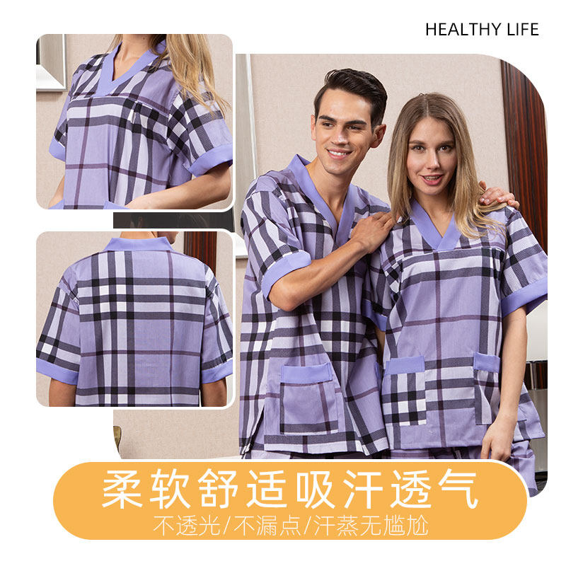 家居睡衣纯棉100%汗蒸服汉蒸浴服男桑拿服女大码足疗洗浴按摩浴衣