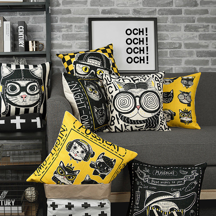 My goods Cartoon cat Modern minimalist Northern Europe Pillows sofa Pillow ins Cushion Open Houses automobile Pillow corein the Home Fabric , Pillow/Pillow  category - from Buy2taobao.com to provide professional Taobao agent buy service