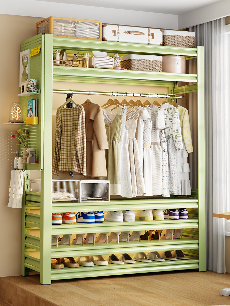 家用钢制挂衣架铁艺防尘门口鞋架落地多层置物架开放简易货架衣柜,住宅家具,鞋架,淘宝优惠券,粉丝福利购,淘宝优惠卷