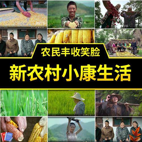 新农村建设 农民奔小康幸福生活农民丰收笑脸喜悦led背景视频素材