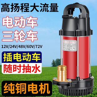 农用直流潜水泵48V60V72V插电瓶车潜水泵抽水机12V农田灌溉家用