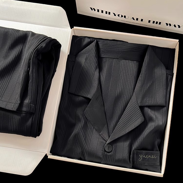 真丝睡衣春秋季长袖家居服送男友