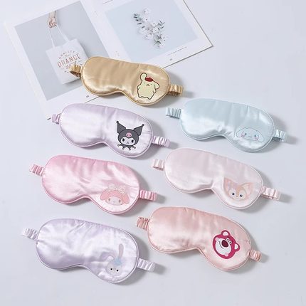 桑蚕丝眼罩双面真丝遮光睡眠绑带美乐蒂库洛米草莓熊玲娜贝儿女款