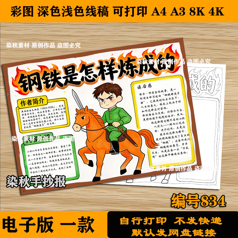 钢铁是怎样炼成的手抄报小学生语文八年级下册快乐读书吧阅读模板,商务/设计服务,设计素材/源文件,淘宝优惠券,粉丝福利购,淘宝优惠卷