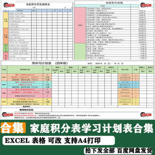 家庭积分奖罚规则表积分商城电子版 儿童小学生周计划表 兑换卷卡