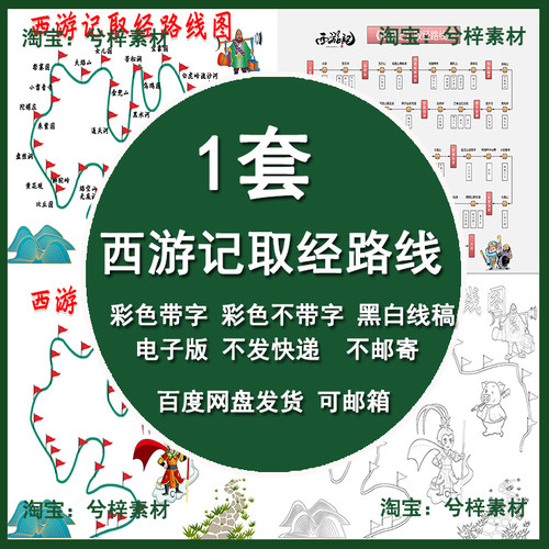 西游记取经路线图手抄报思维导图模板儿童绘画四大名著小报电子版
