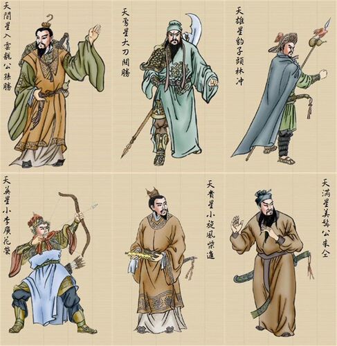 工笔画风格水浒108将108张 名著人物插画手绘CG动漫设计临摹素材