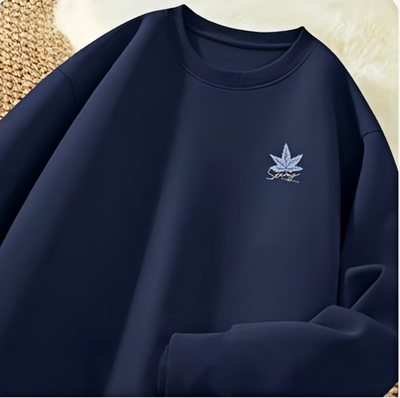 港风圆领卫衣男款2025新款春秋季宽松运动男装高级感潮流上衣男士