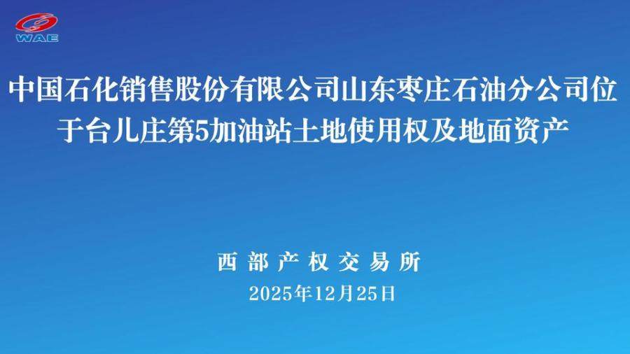 1月5日枣庄石油公司第5加油站土地使用权及地面资产网络拍卖公告