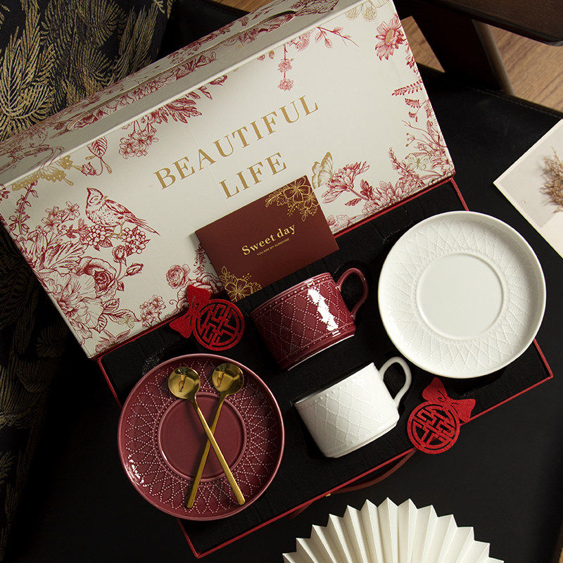 高级感陶瓷咖啡杯套装家用情侣喝水杯高档送闺蜜新婚生日实用杯具,餐饮具,咖啡杯,淘宝优惠券,粉丝福利购,淘宝优惠卷