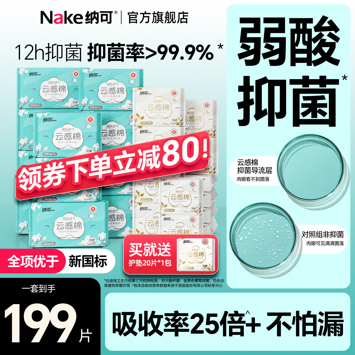 【79元24包】纳可超薄卫生巾日夜用组合整箱装批官方正品姨妈巾女