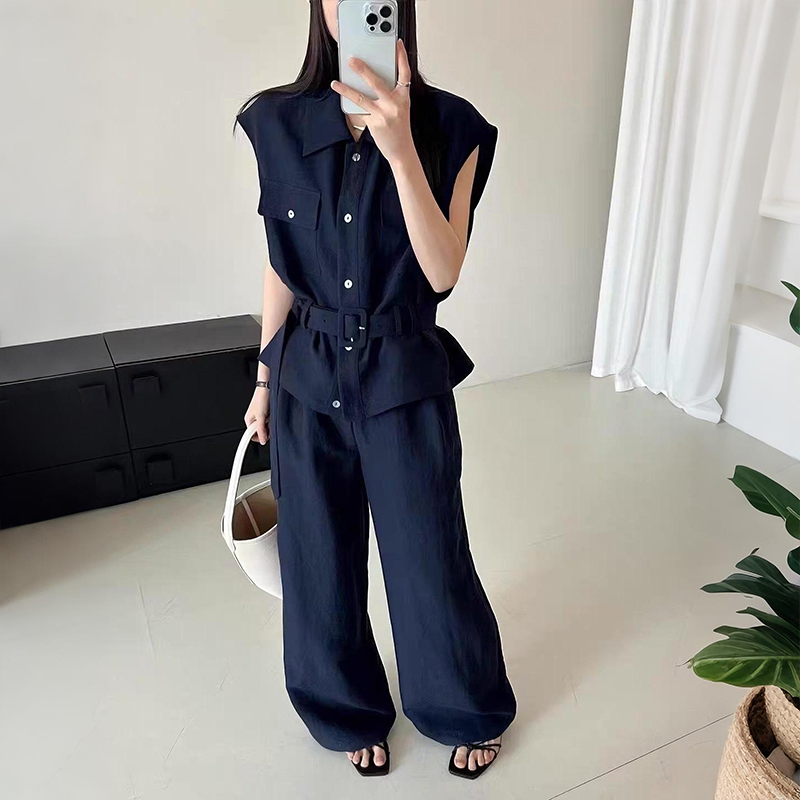2025女夏季新款时尚无袖马甲阔腿裤两件套又酷又飒穿搭套装