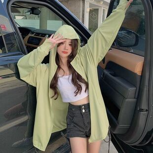 透气防晒服连帽外套 夏防紫外线中长款 UPF50 防晒衣女防晒衣女款