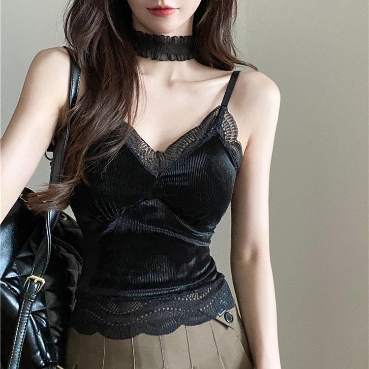 丝绒蕾吊带背心女内搭时尚