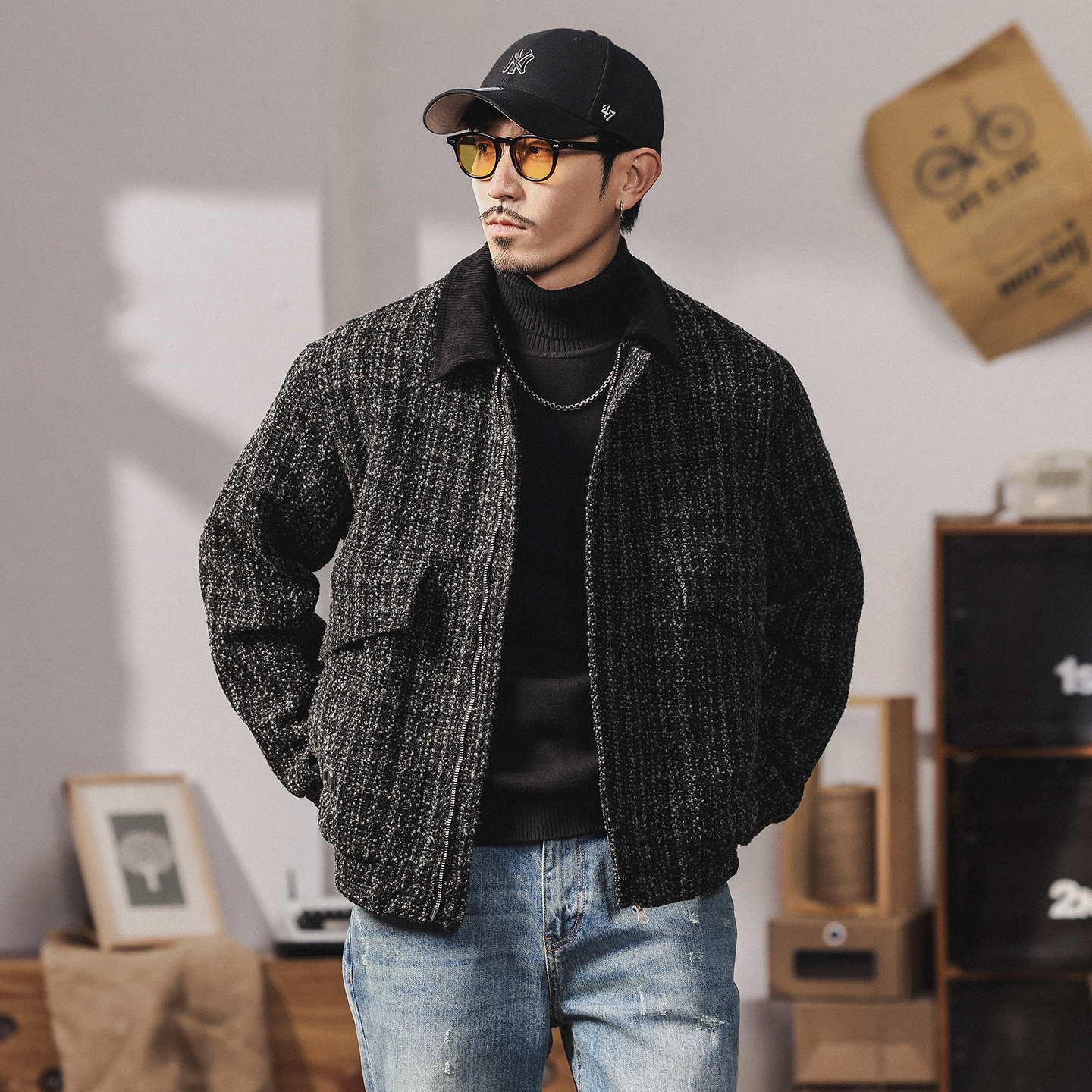 美式小香风外套男高级感