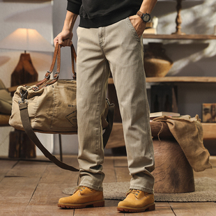 美式重磅直筒牛仔裤男款2026春季新款高级简约百搭加绒休闲工装裤