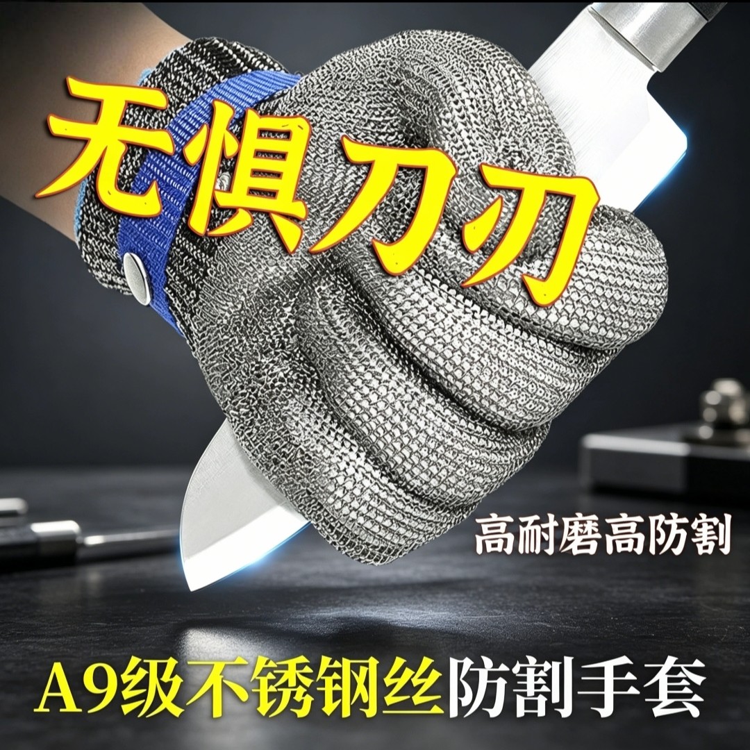 316不锈钢防割手套美标9级防刺防刀割屠宰杀鱼玻璃厂工业劳保批发