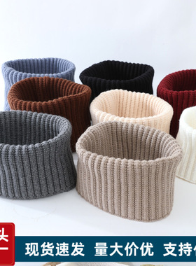 秋冬发带脖套保暖围脖男女新款针织假领双层加厚毛线护脖围巾套头