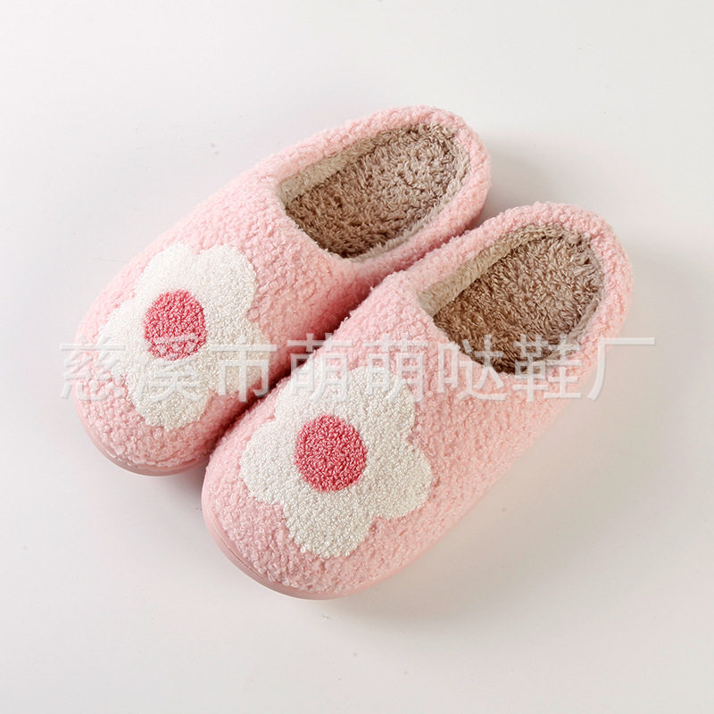 新款舒适居家花朵之眼保暖冬季棉拖鞋情侣男女厚底软底鞋加厚防滑