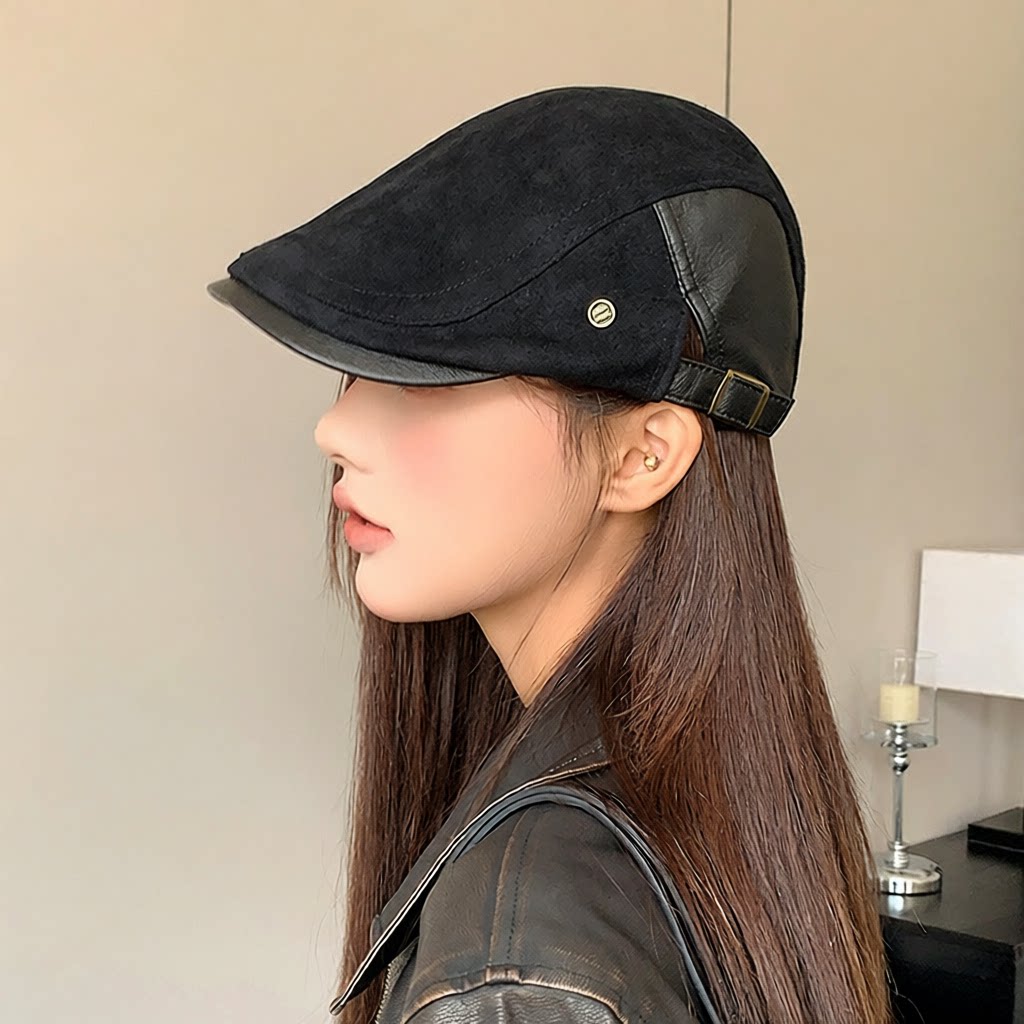 英伦复古前进帽子女秋冬日系显脸