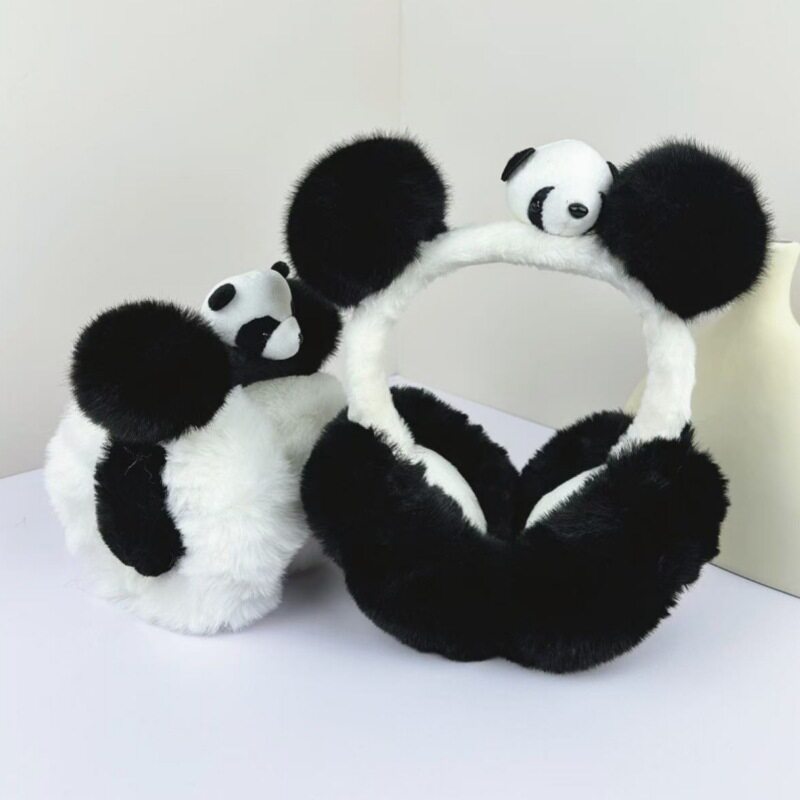 新款保暖卡通耳罩冬季男女生可爱立体熊猫毛绒护耳防风耳暖防冻