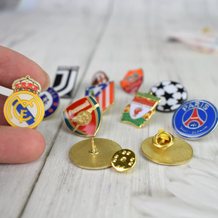 足球徽章定制 队徽胸针胸章小礼品 皇马巴萨切尔西利物浦曼联拜仁