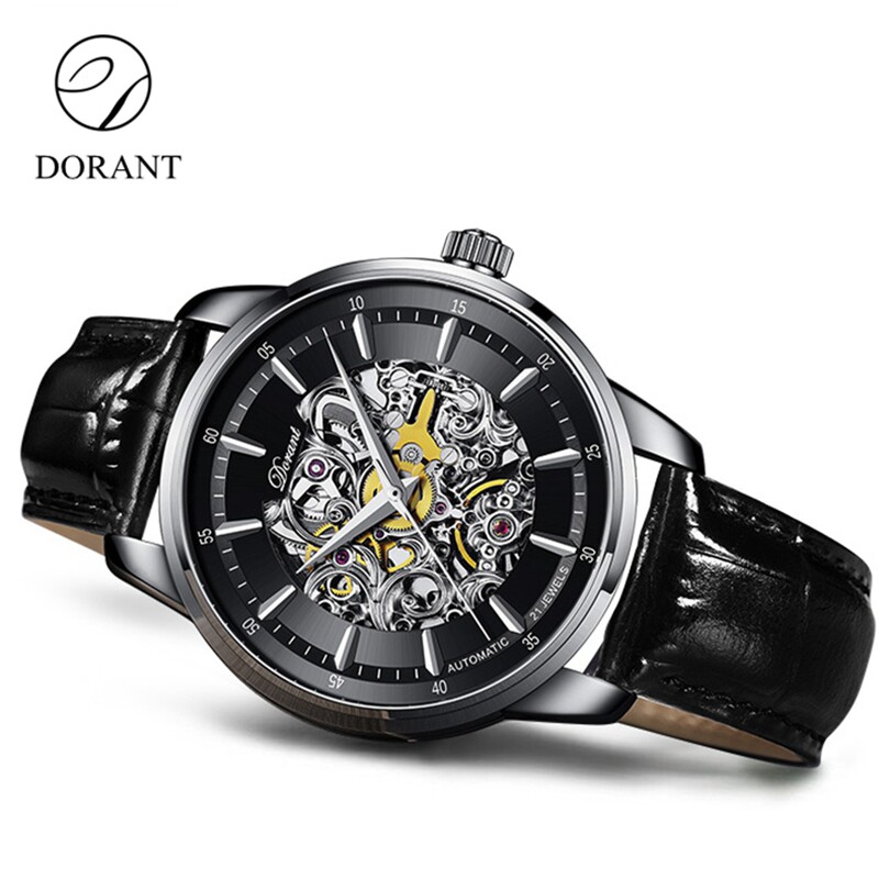 杜兰特全自动机械手表男士2020潮名牌新款真皮带腕表镂空品牌正品