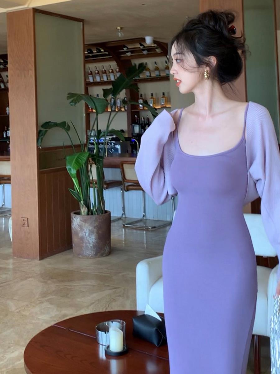 甜辣性感极简随性紧身弹力吊带裙女夏季新款法式肯豆针织连衣裙子