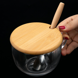 早餐杯盖通用竹质茶杯单卖可放勺马克杯玻璃杯竹木盖子圆形水杯盖