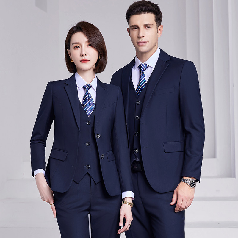 藏青色西装套装女物业工作服职业正装西服样品屋展示中心酒店经理