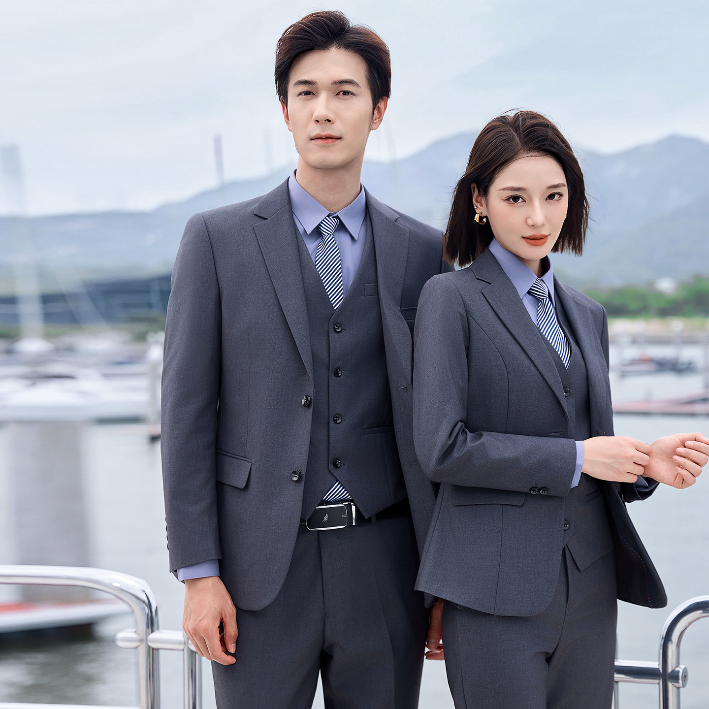 职业正装4S店销售西服马甲套装男女物业直筒裤教师工作服西装外套
