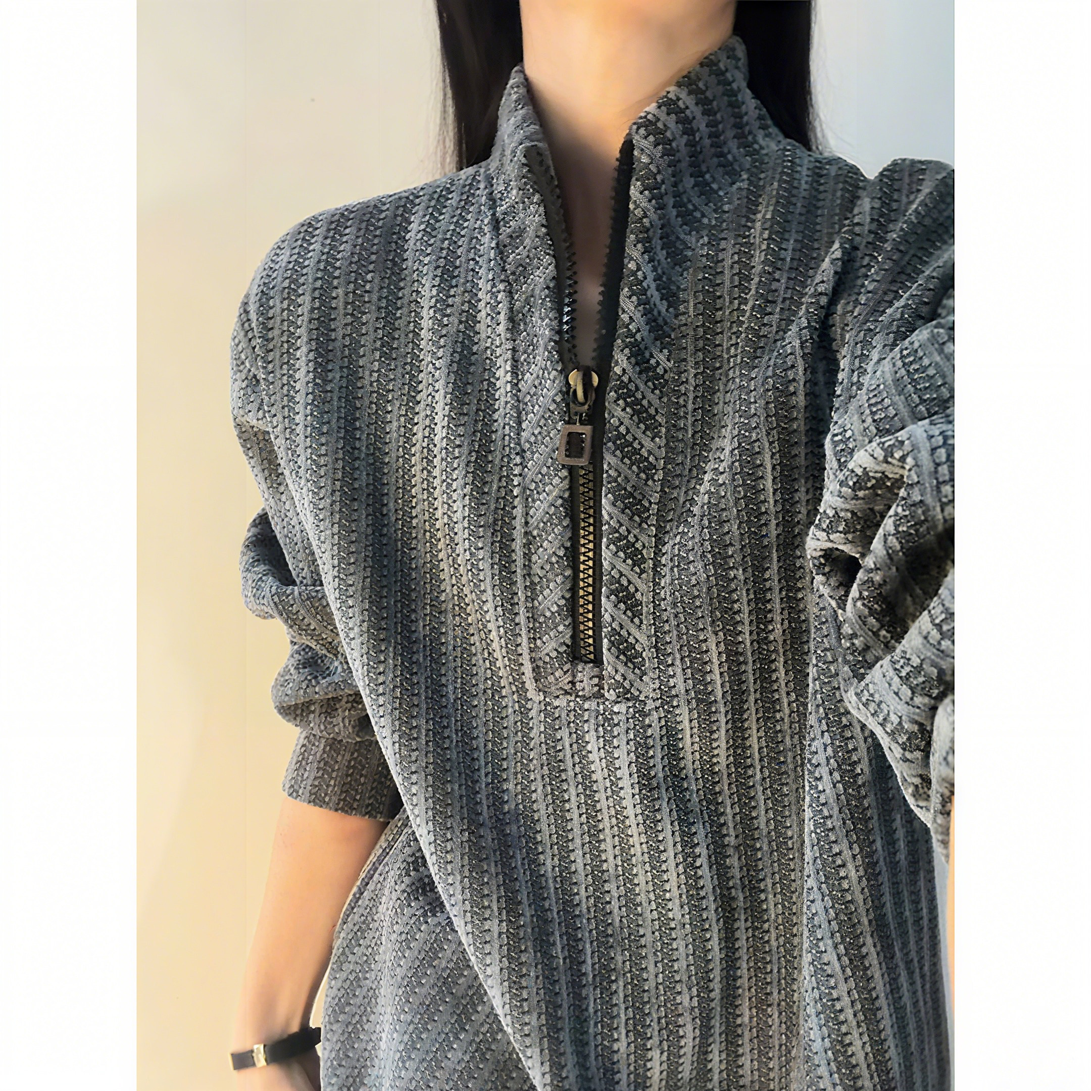 cleanfit雪尼尔半拉链卫衣男秋冬美式加绒长袖t恤高级感重磅外套