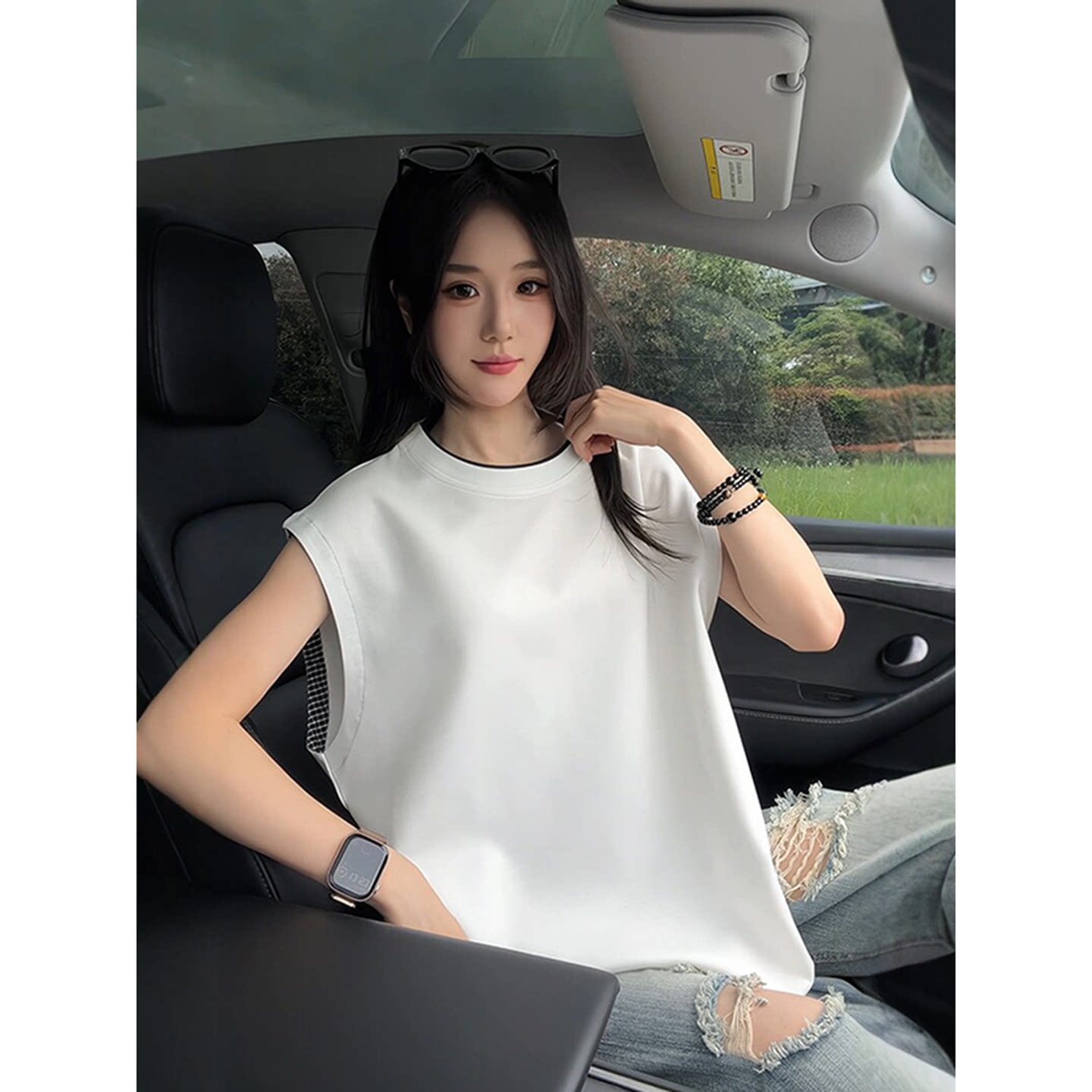 假两件拼接坎肩背心男女夏季高级感撞色无袖t恤美式篮球运动汗衫