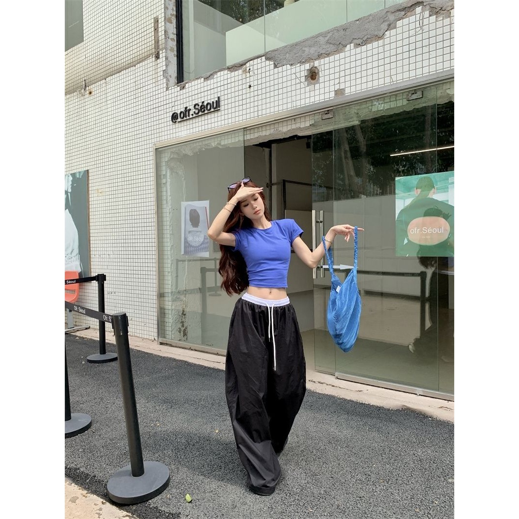 美式高街运动工装裤男款夏季宽松bf慵懒风裤子小个子百搭休闲长裤