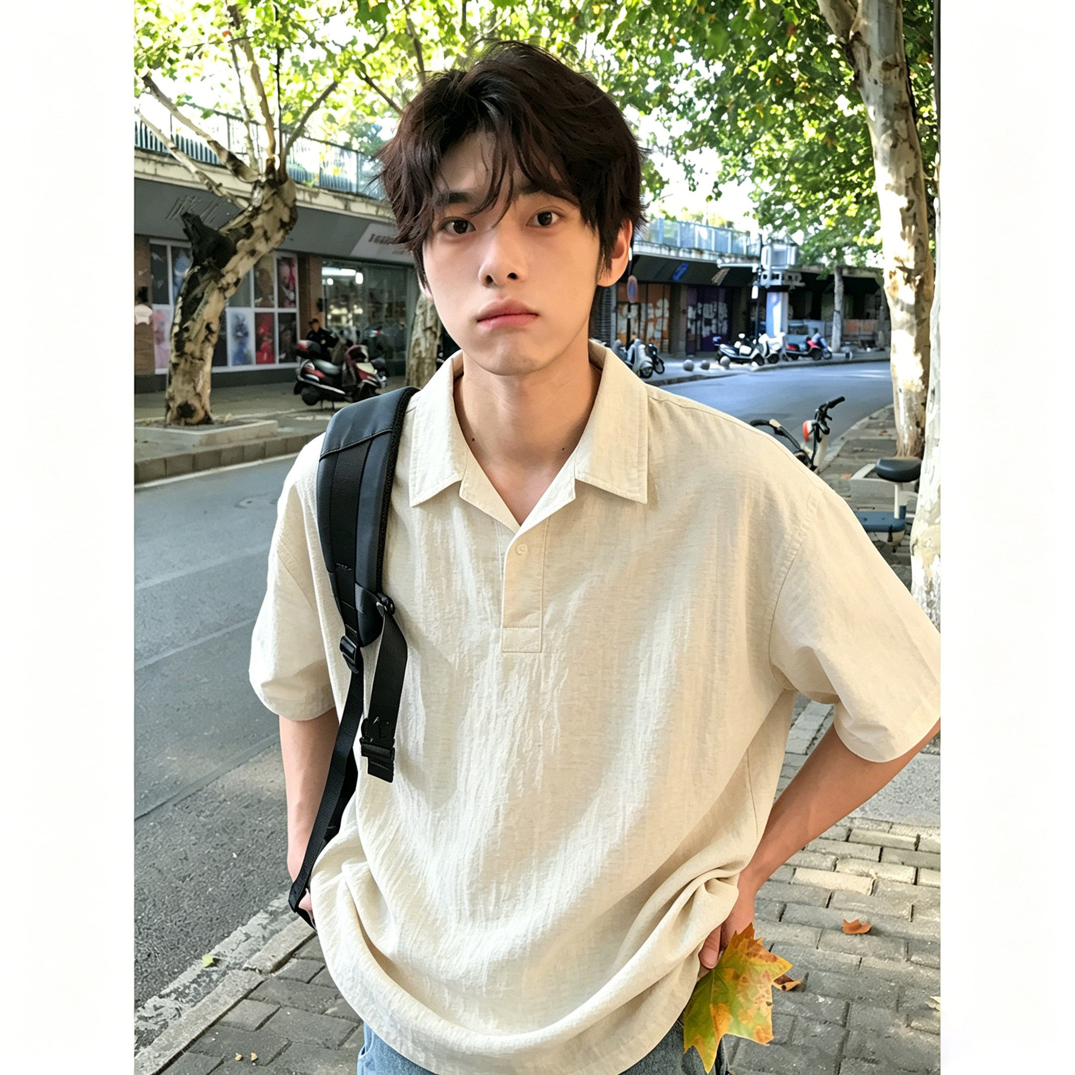 复古老钱风Polo衫短袖男女生夏季薄款仿冰丝t恤翻领cleanfit半袖